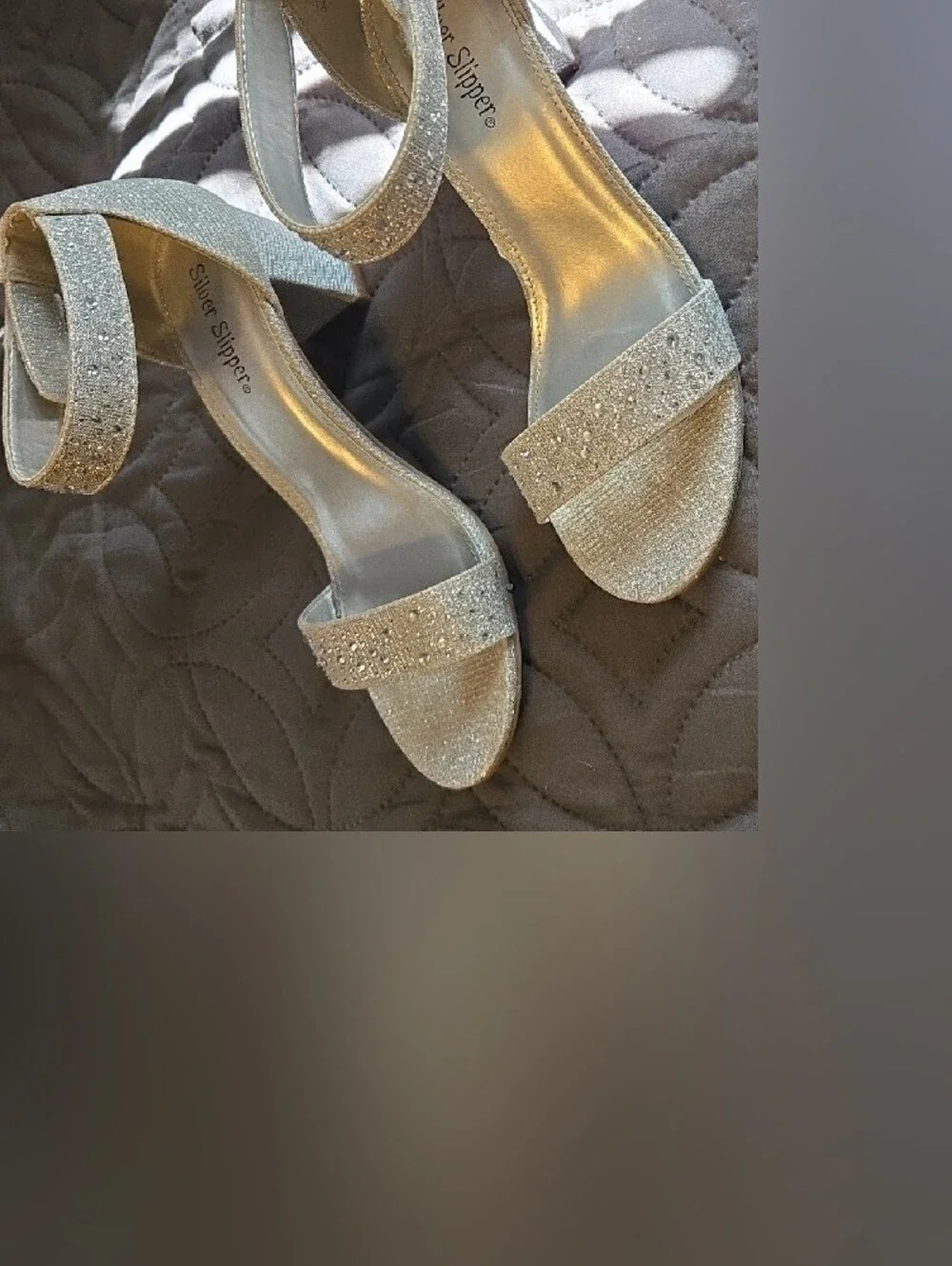 Girls' Silver Glitter Ankle-Strap Dress Sandals
